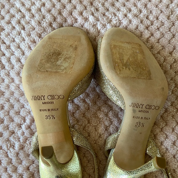 Jimmy Choo gold metallic open toe sling back - Picture 8 of 8